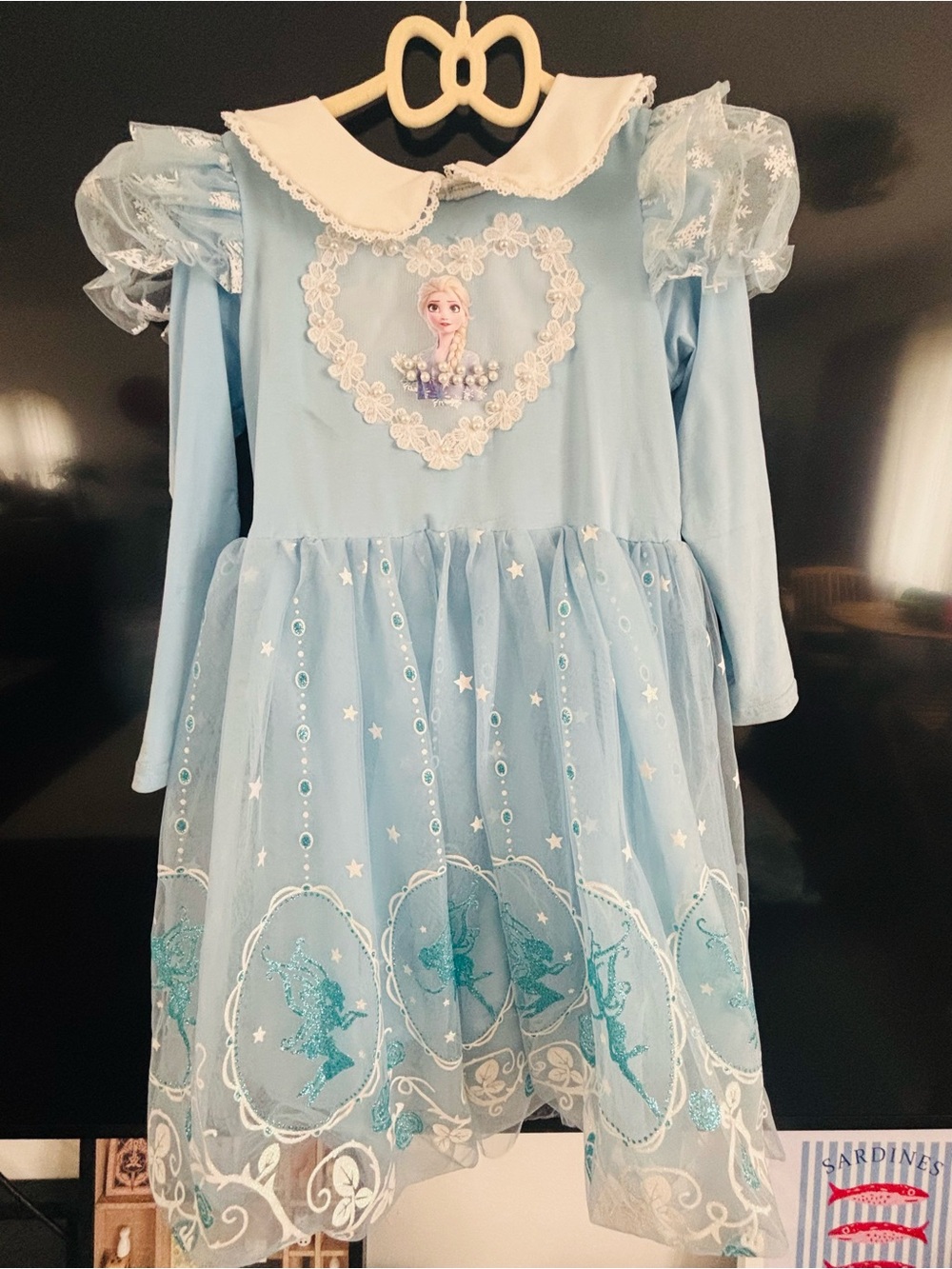 3pieces Elsa dress Girls' Costume and  Cloak 6-8years old halloween party